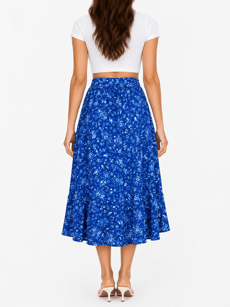 Cazibe Women's Elegant Blue Polyester Skirt - S 2