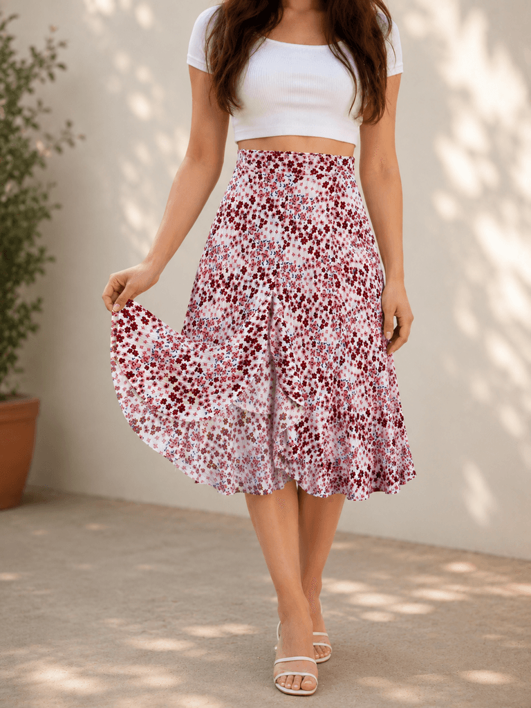 Cazibe Women's Elegant Pink Polyester Skirt - S 1