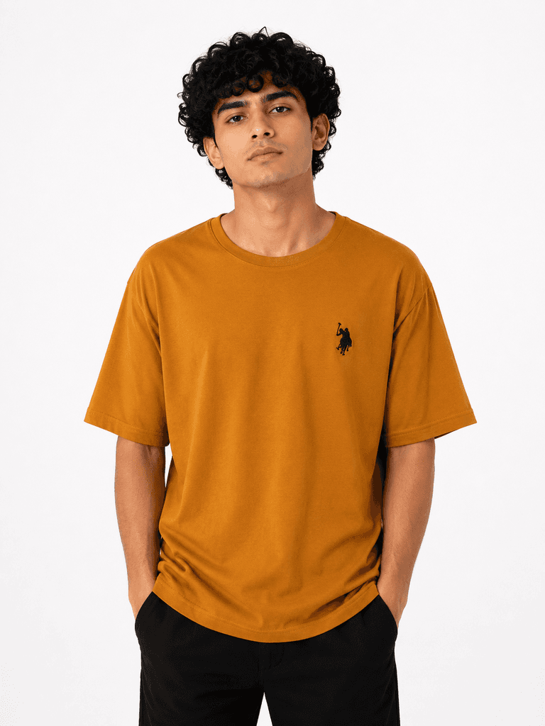 U.S. Polo Assn. Men's Classic Pure Cotton Crew Neck T-Shirt - Ochre (M) 1