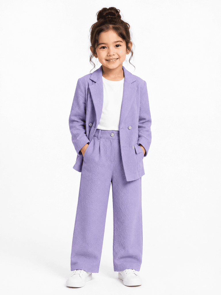 Mralia Girls' Elegant 2-Piece Blazer and Pants Set - Light Purple (7 years) 1