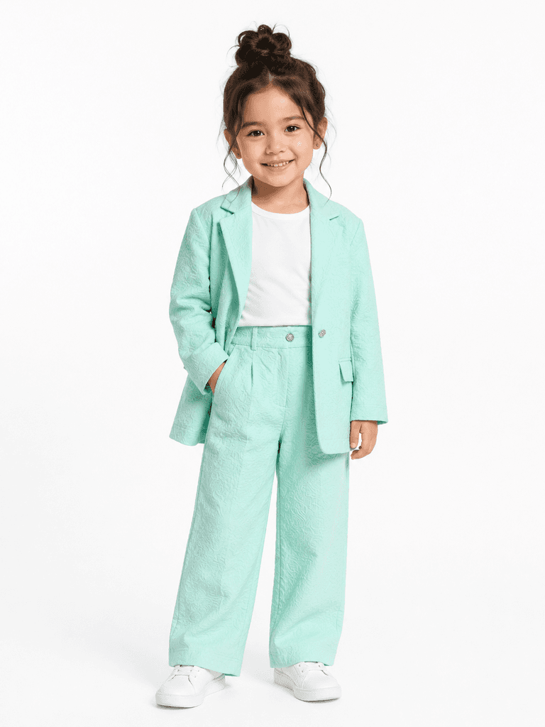 Mralia Girls' Elegant 2-Piece Blazer and Pants Set - Light Green (7 years) 1