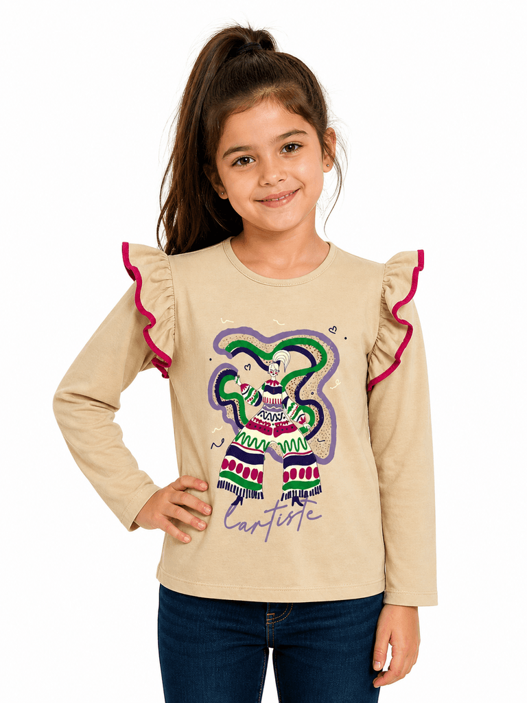 Lelish Girls' Premium Soft Cotton Blouse - Beige (7 years) 1
