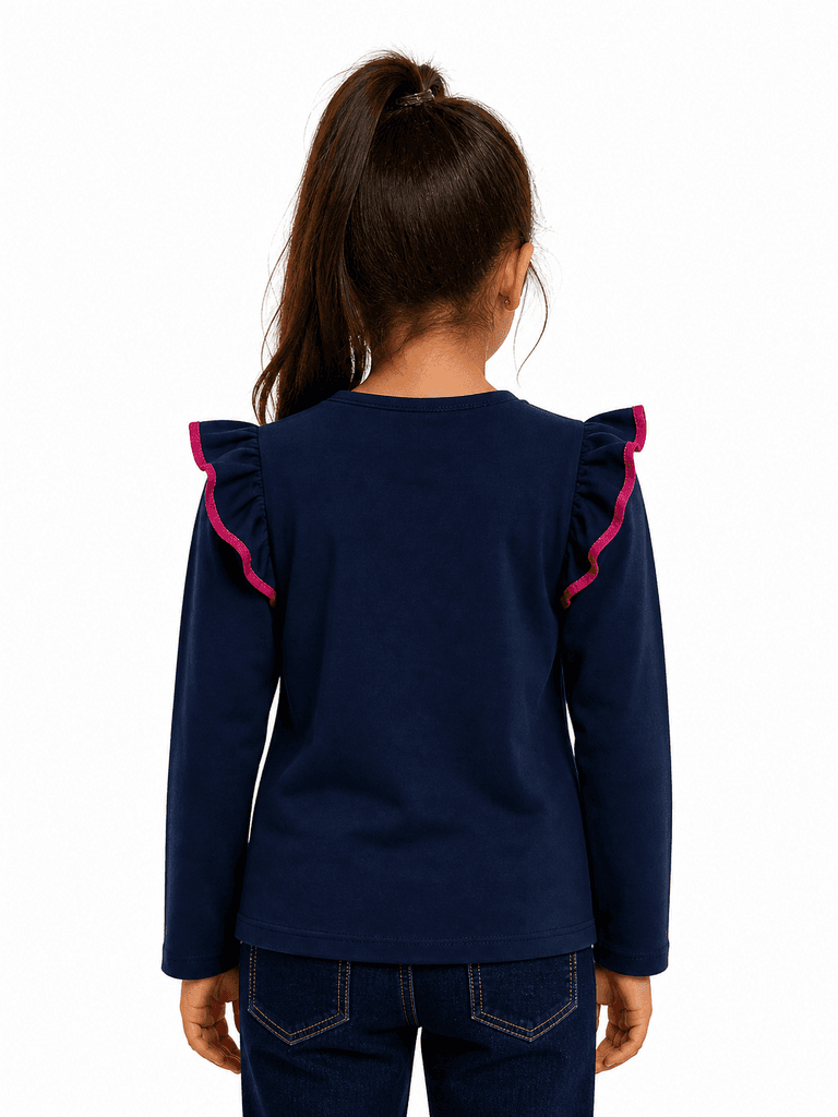 Lelish Girls' Premium Soft Cotton Blouse - Navy Blue (7 years) 2