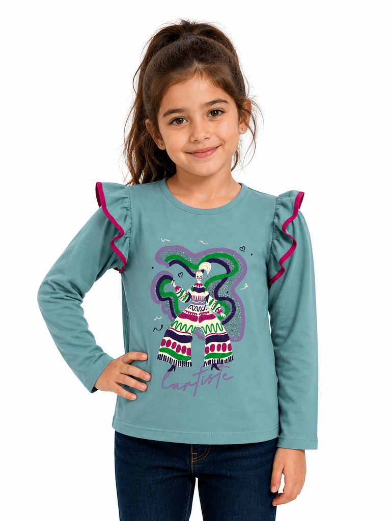 Lelish Girls' Premium Soft Cotton Blouse - Teal Green (7 years) 1
