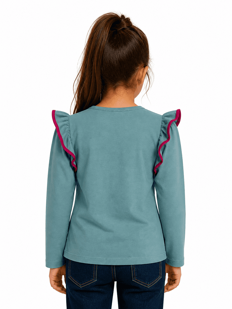 Lelish Girls' Premium Soft Cotton Blouse - Teal Green (7 years) 2