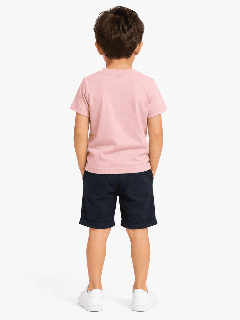ESSO MANDOLİN Boys' Premium Cotton T-Shirt and Shorts Set - Pink (3 years) 2