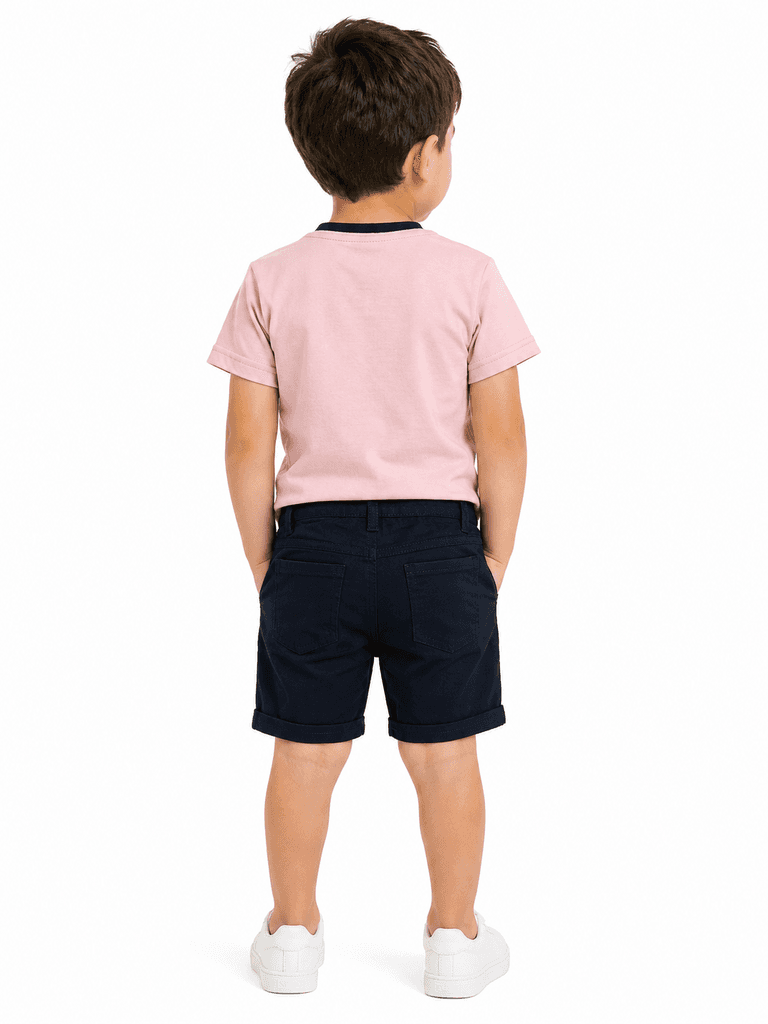 ESSO MANDOLİN Boys' Premium Cotton T-Shirt and Shorts Summer Outfit Set - Pink (3 years) 2