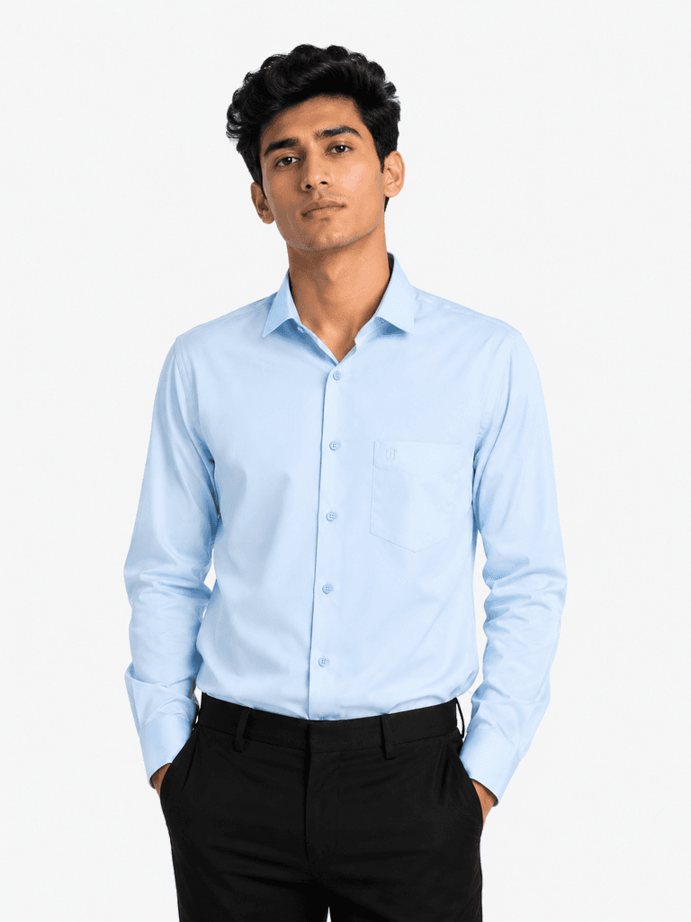 Daniel Zagros Men's Premium 100% Cotton Shirt - Light Blue (S) 1