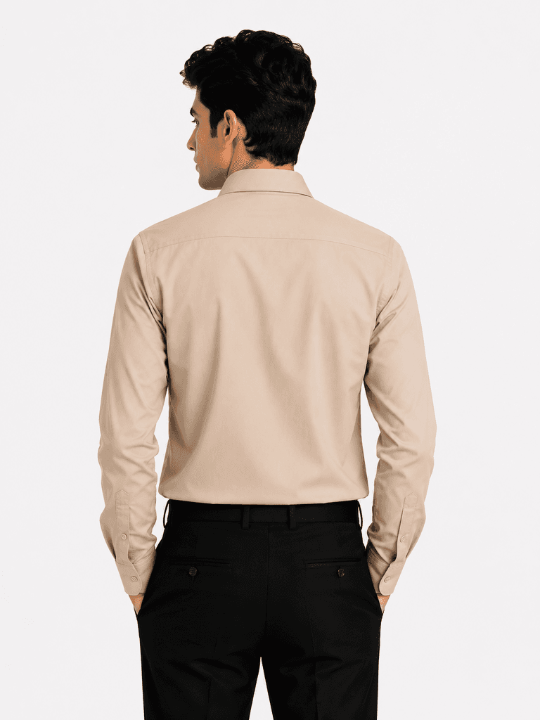 Daniel Zagros Men's Premium 100% Cotton Shirt - Beige (S) 2