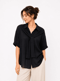 Reyon Women's Elegant Polyester Shirt - Black (S) — photo 1