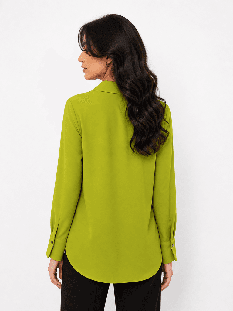 Düşes Chic Women’s Polyester Shirt- Lime Green (Size 38) 2