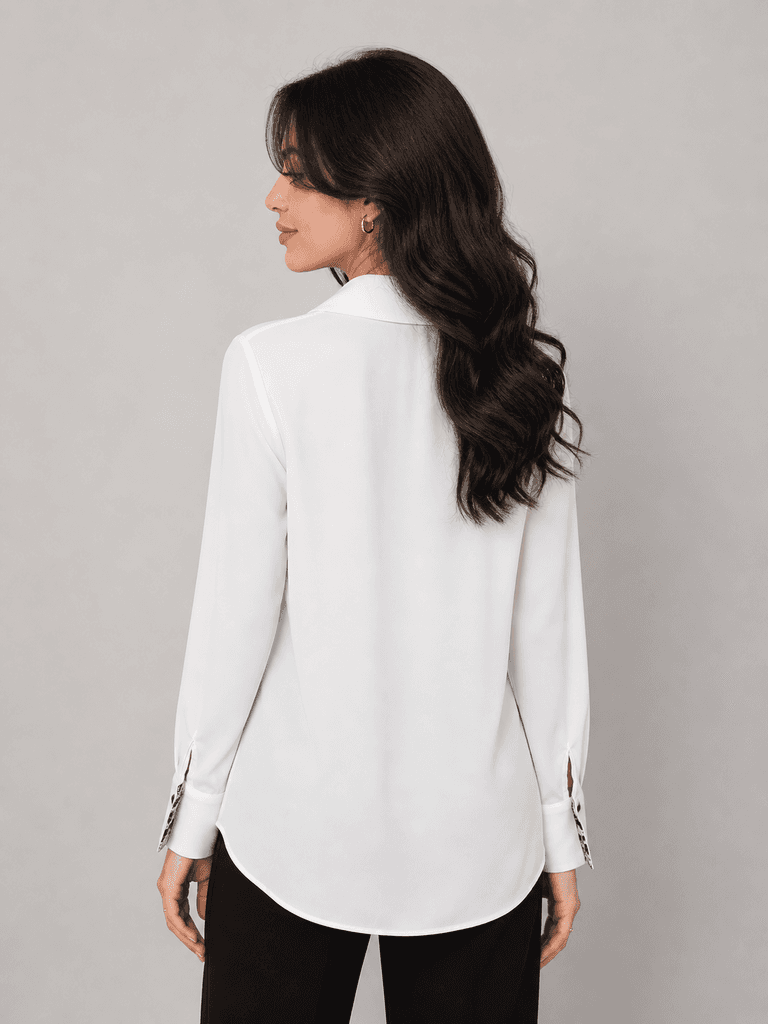 Düşes Chic Women’s Polyester Shirt- White (Size 38) 2