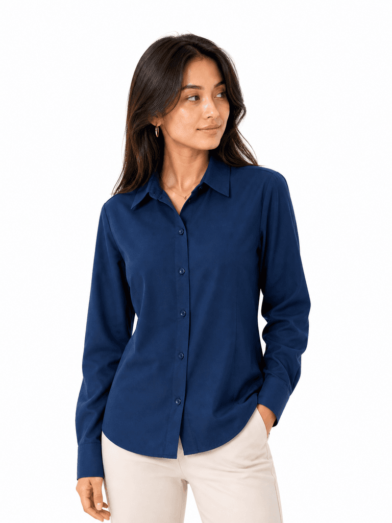 Reyon Women's Premium Cotton Shirt - Navy Blue (S) 1