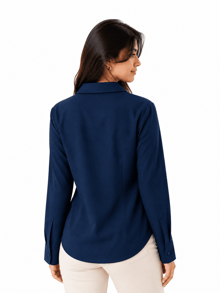 Reyon Women's Premium Cotton Shirt - Navy Blue (S) 2