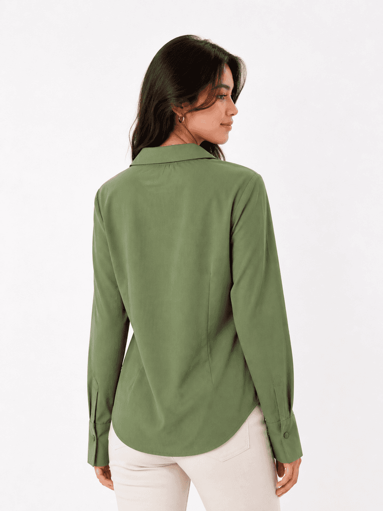 Reyon Women's Premium Cotton Shirt - Olive Green (S) 2
