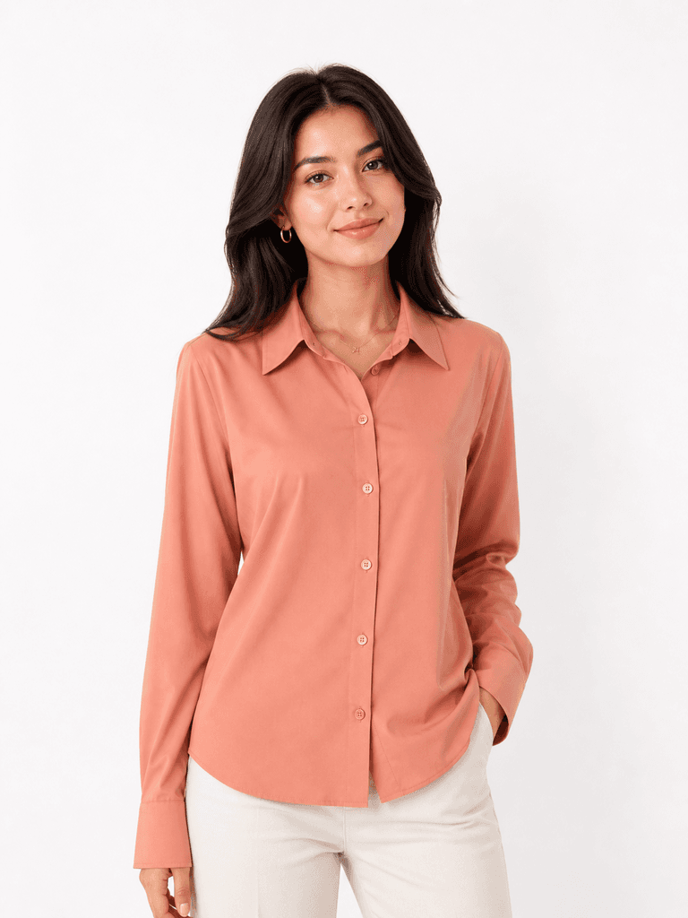Reyon Women's Premium Cotton Shirt - Salmon (S) 1