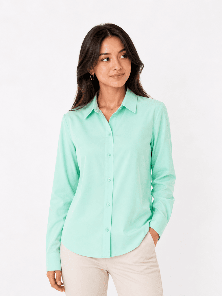 Reyon Women's Premium Cotton Shirt - Mint Green (S) 1