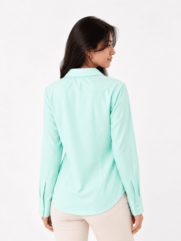 Reyon Women's Premium Cotton Shirt - Mint Green (S) 2