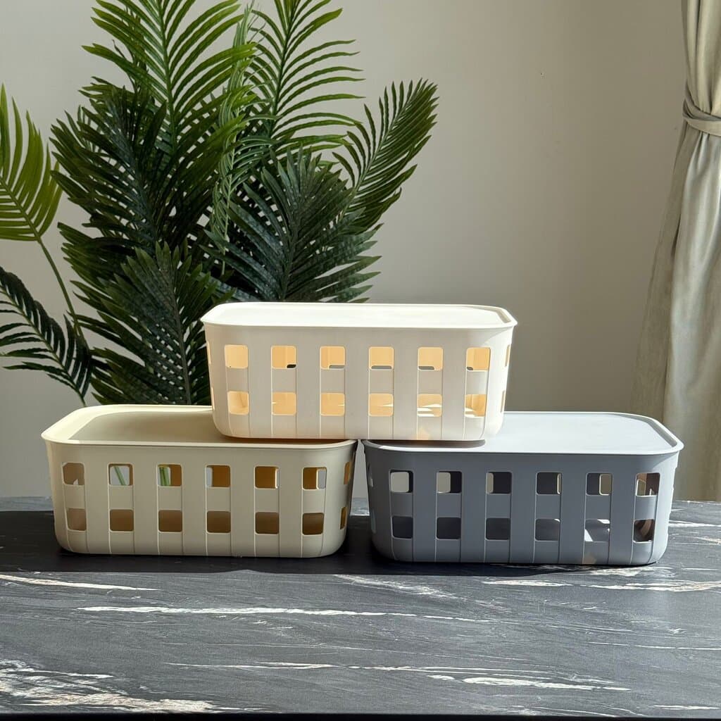 Ventilated Design Plastic Storage Baskets with Lid 3