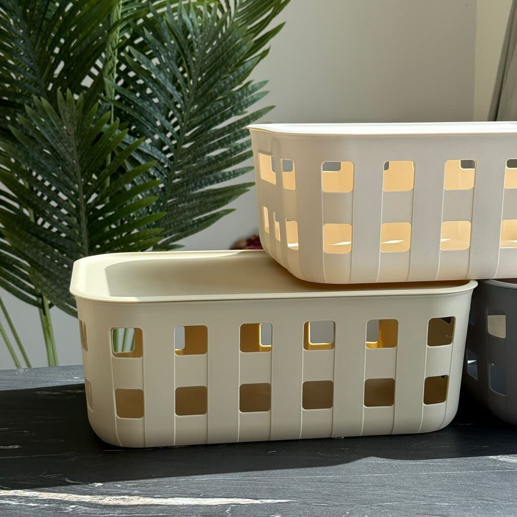 Ventilated Design Plastic Storage Baskets with Lid 4