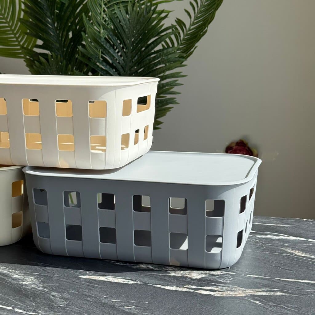 Ventilated Design Plastic Storage Baskets with Lid 5