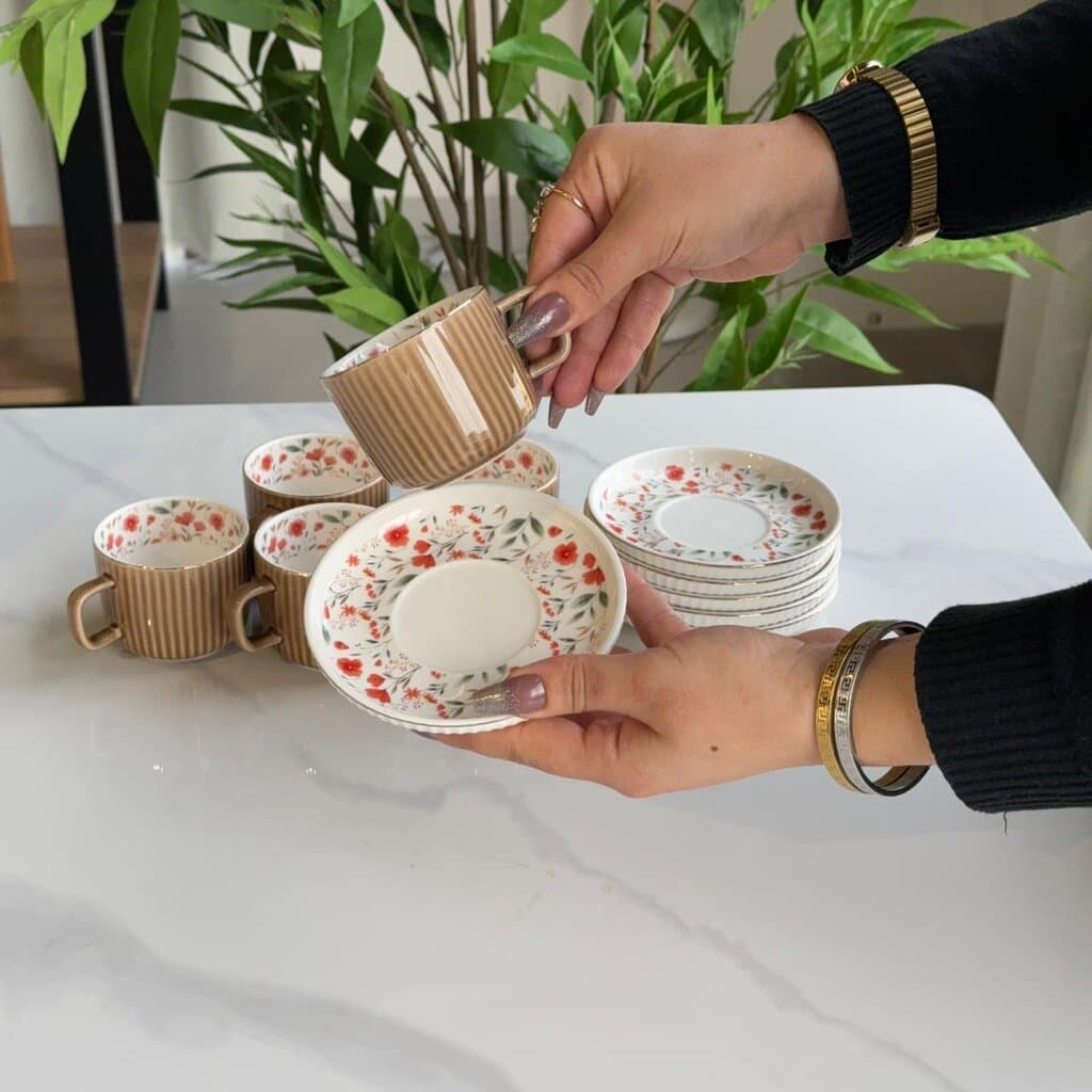 Elegance Design Coffee Cup & Saucer Set 4