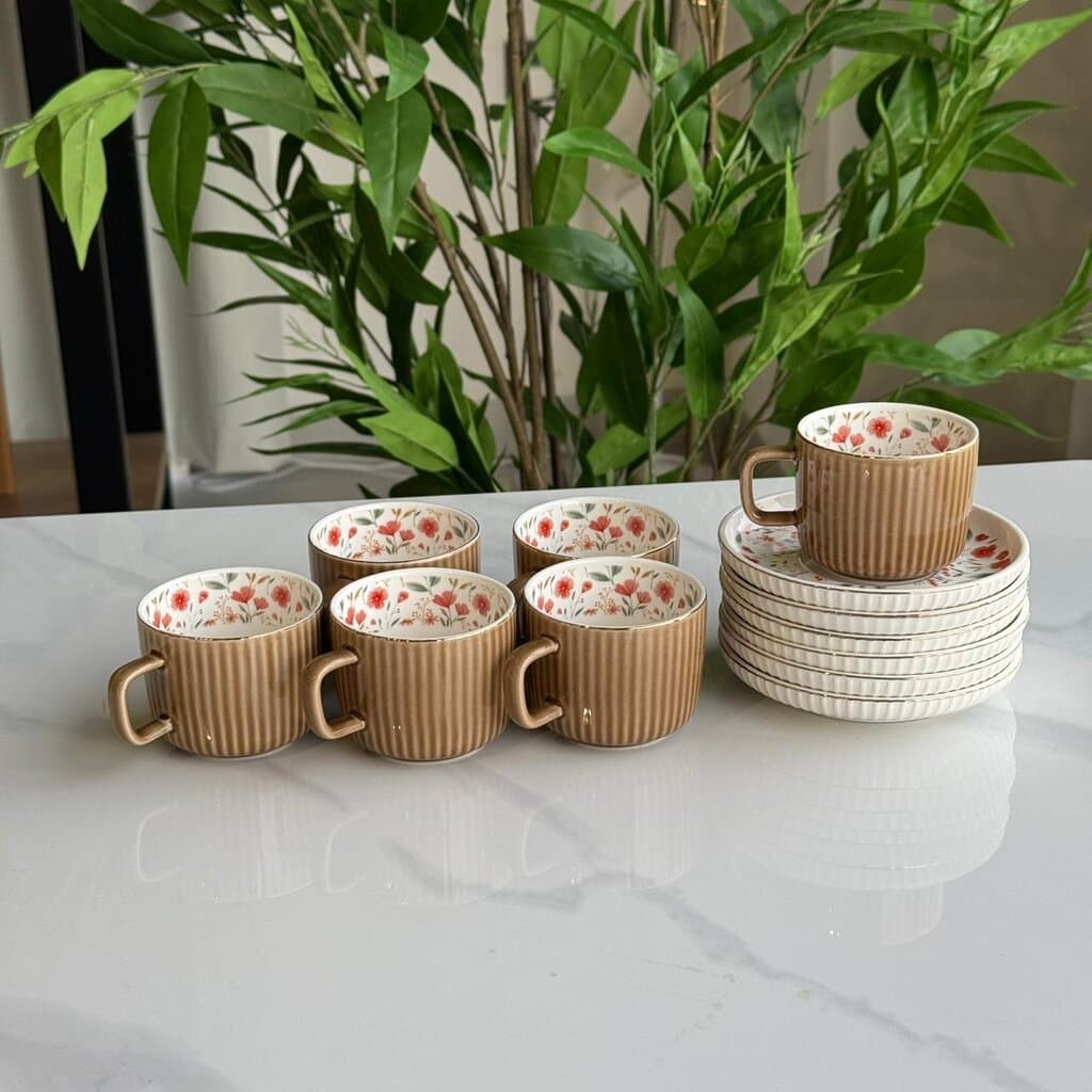 Elegance Design Coffee Cup & Saucer Set 6