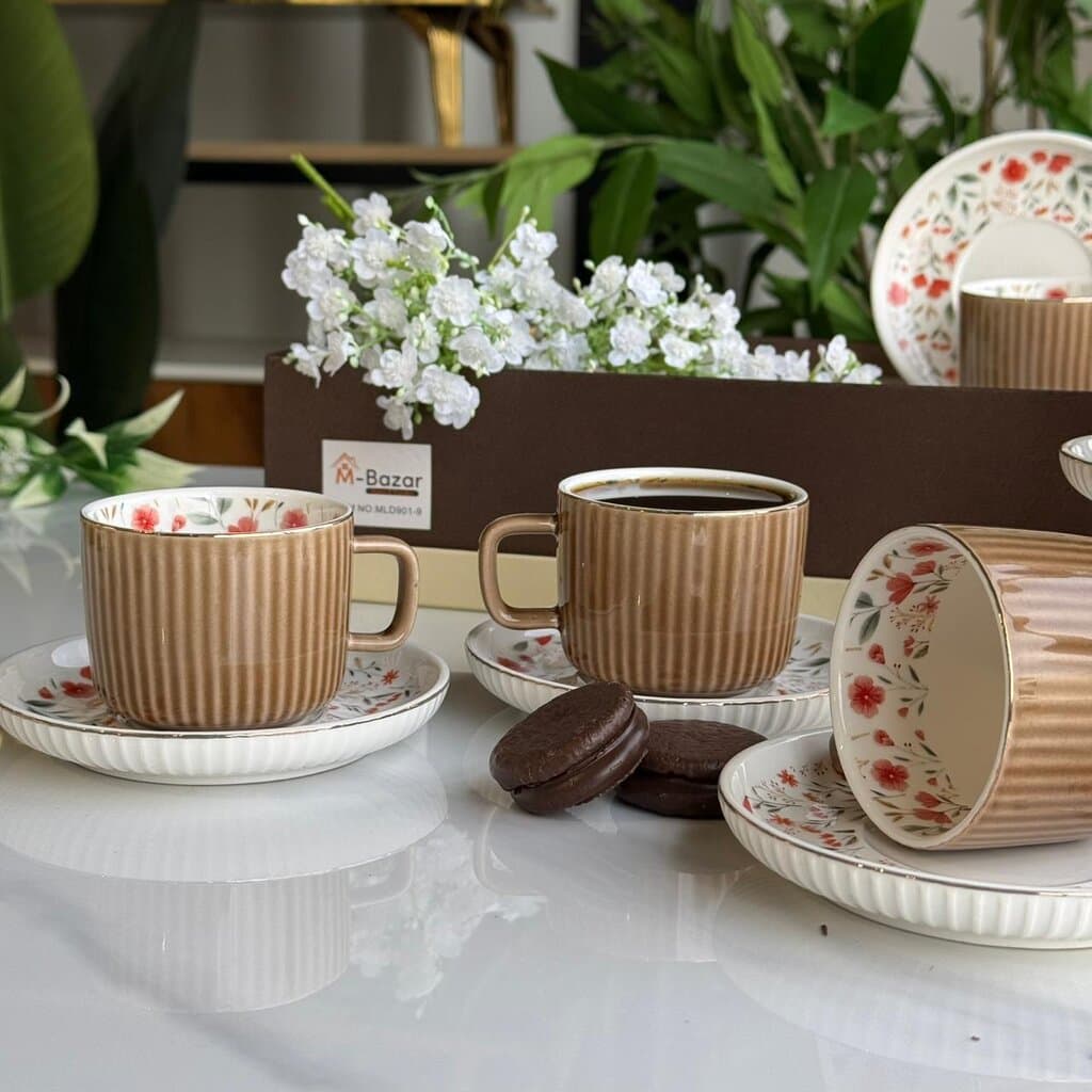Elegance Design Coffee Cup & Saucer Set 8