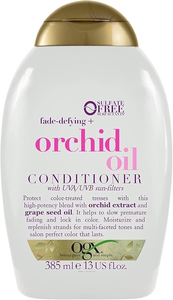 OGX Fade-Defying + Orchid Oil Conditioner with UVA/UVB Filters for Color Treated Hair, 385ml - White 1