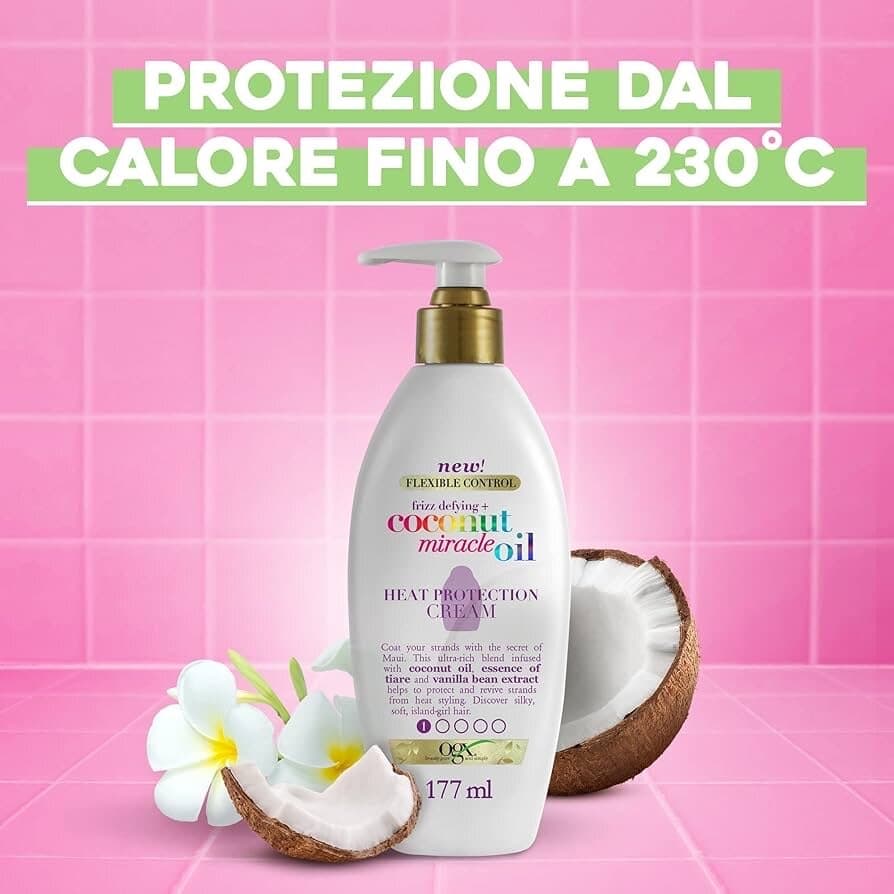 OGX Coconut Miracle Oil Thermal Protection Hair Cream for Frizz Control, 177ml - White 2