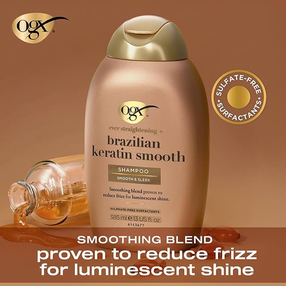OGX Ever Straightening+ Brazilian Keratin Therapy Smoothing Shampoo - Brown (385ml) 2
