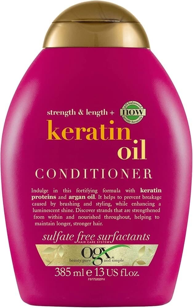 OGX Anti-Breakage+ Keratin Oil Conditioner 385ml - Strengthening for Dry Hair (Dark Red) 1