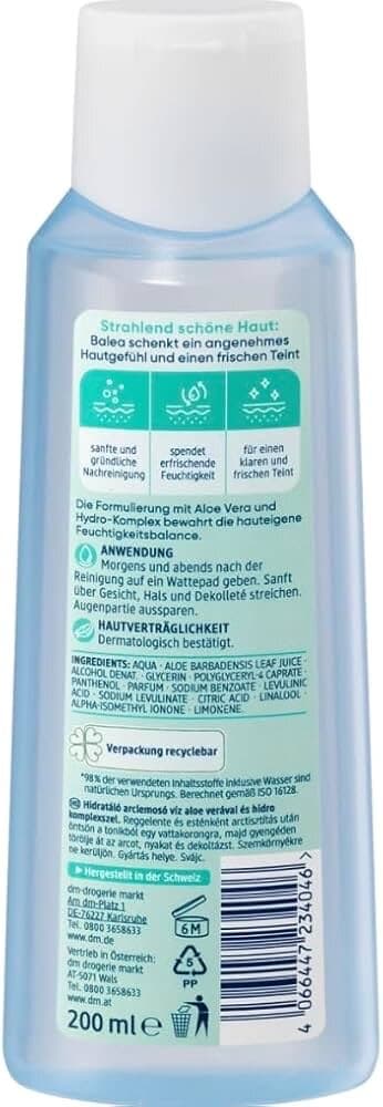 Balea Moisturizing Facial Toner with 10% Aloe Vera and Hydro Complex, 200 ml - Other 2