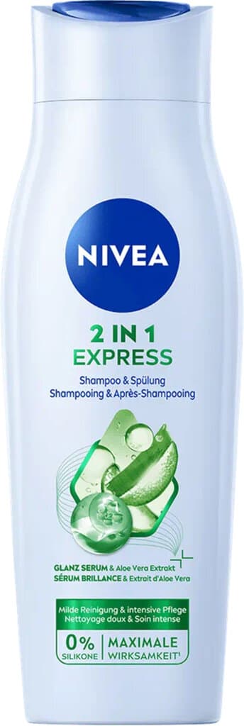 Nivea 2-in-1 Care Express Mild Shampoo and Conditioner with Aloe Vera, 250 ml 1
