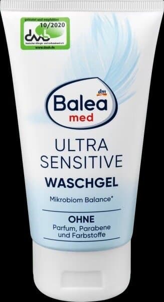 Balea MED Ultra Sensitive Wash Gel 150ml - Gentle Fragrance-Free Cleanser (White) 1
