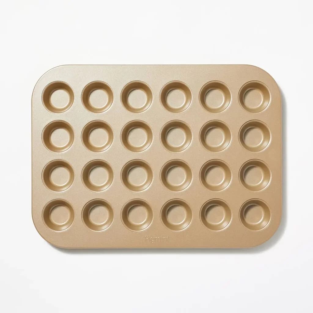 Figmint Professional Non-Stick Gold Aluminized Steel 24-Cup Mini Cupcake Tray 1