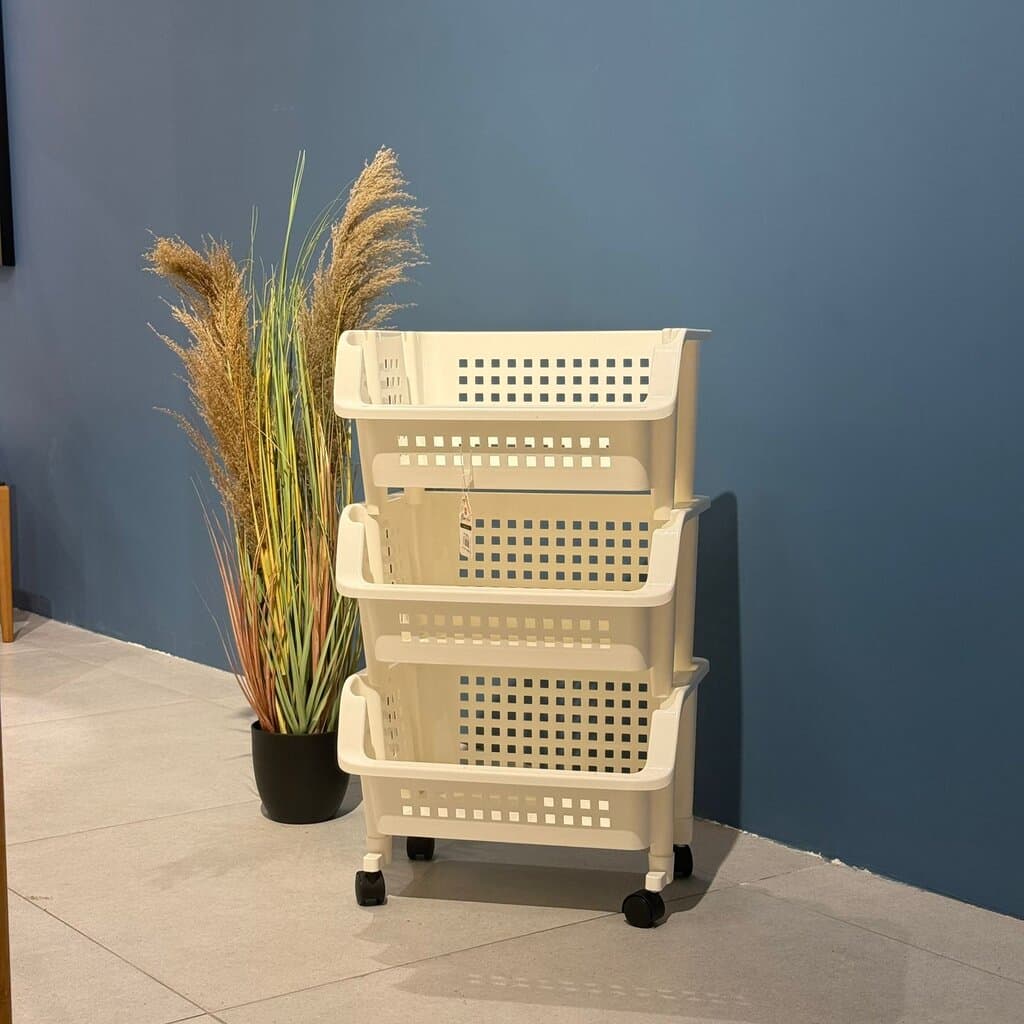 Modern 3-Tier Plastic Storage Cart with Wheels – Multi-Purpose Organizer 4