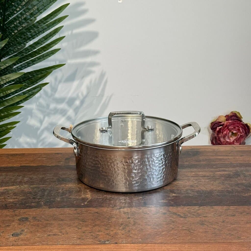 Luxury Hammered Stainless Steel Cookware Set with Frying Pan 1