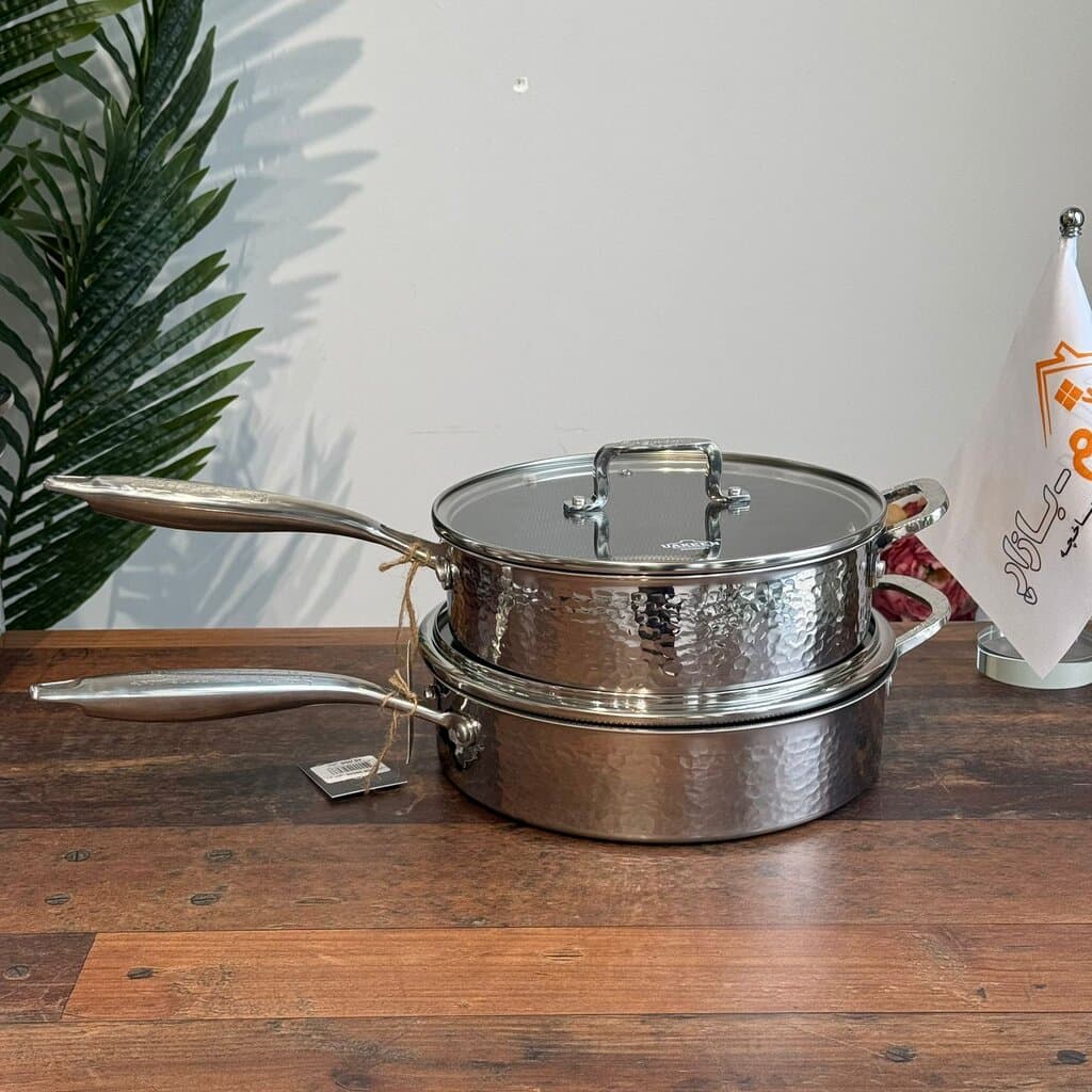 Luxury Hammered Stainless Steel Cookware Set with Frying Pan 6