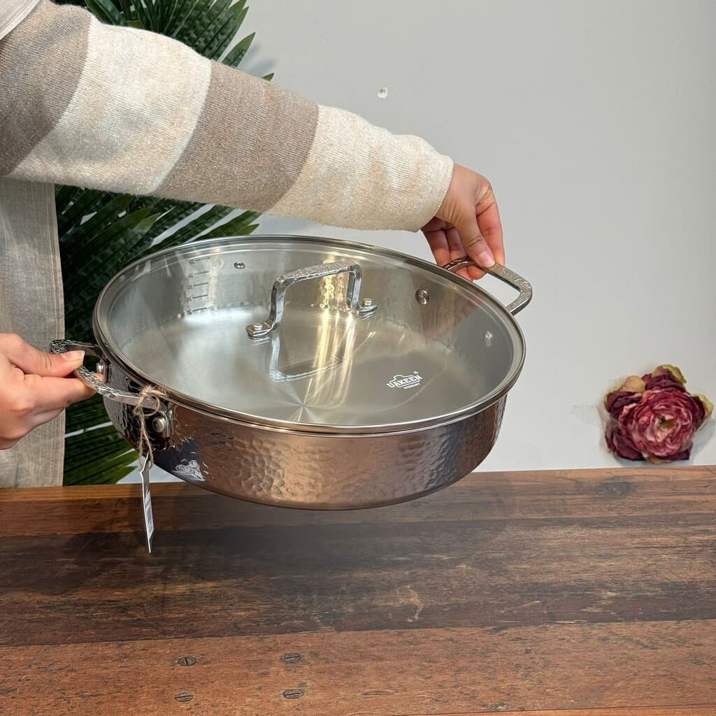 Luxury Hammered Stainless Steel Cookware Set with Frying Pan 16