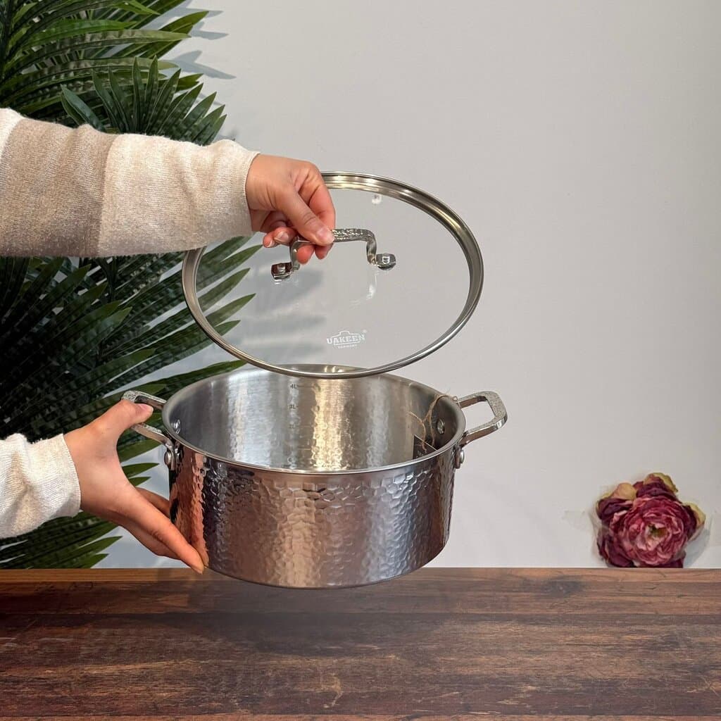Luxury Hammered Stainless Steel Cookware Set with Frying Pan 27