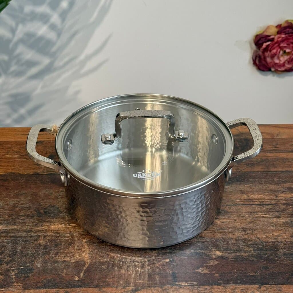 Luxury Hammered Stainless Steel Cookware Set with Frying Pan 28