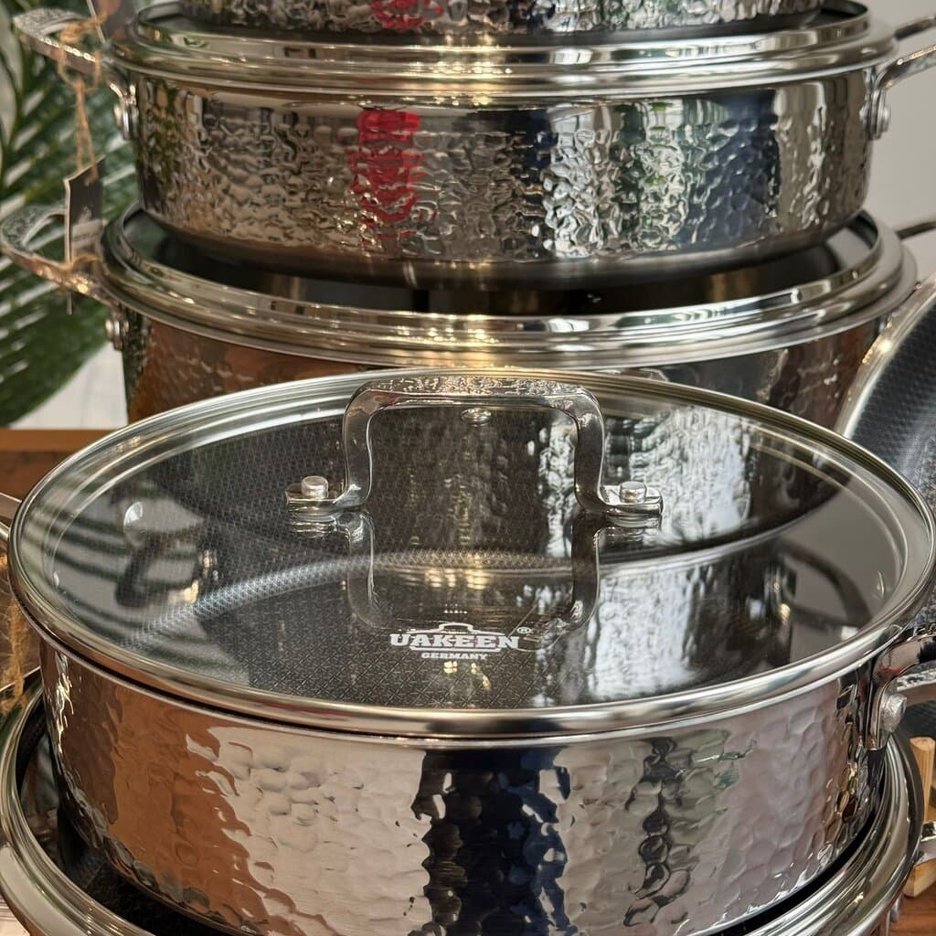 Luxury Hammered Stainless Steel Cookware Set with Frying Pan 33