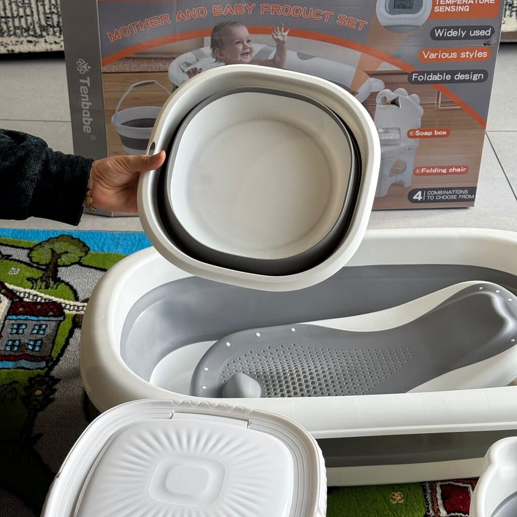 Foldable Baby Bathtub Set with Mini Washing Machine & Accessories 7