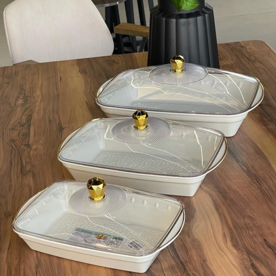 3 Sized Acrylic Casserole Dish With Lid 2