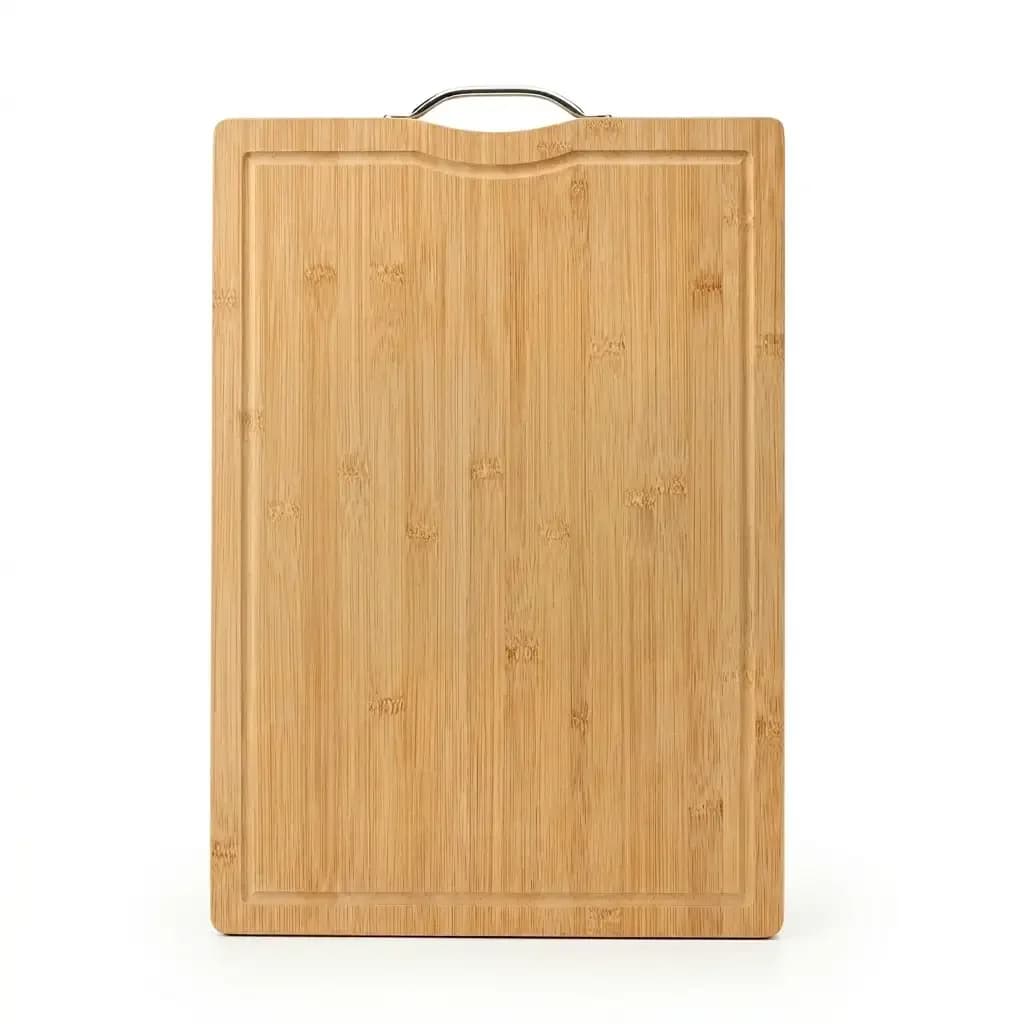 Large Professional Thick Bamboo Cutting Board with Groove and Metal Handle 1