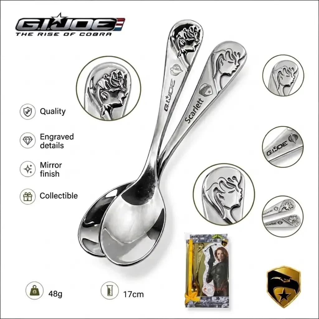 G.I. Joe Scarlett Special Edition Luxury Stainless Steel Spoon Set for Movie Collectors and Gifts 1