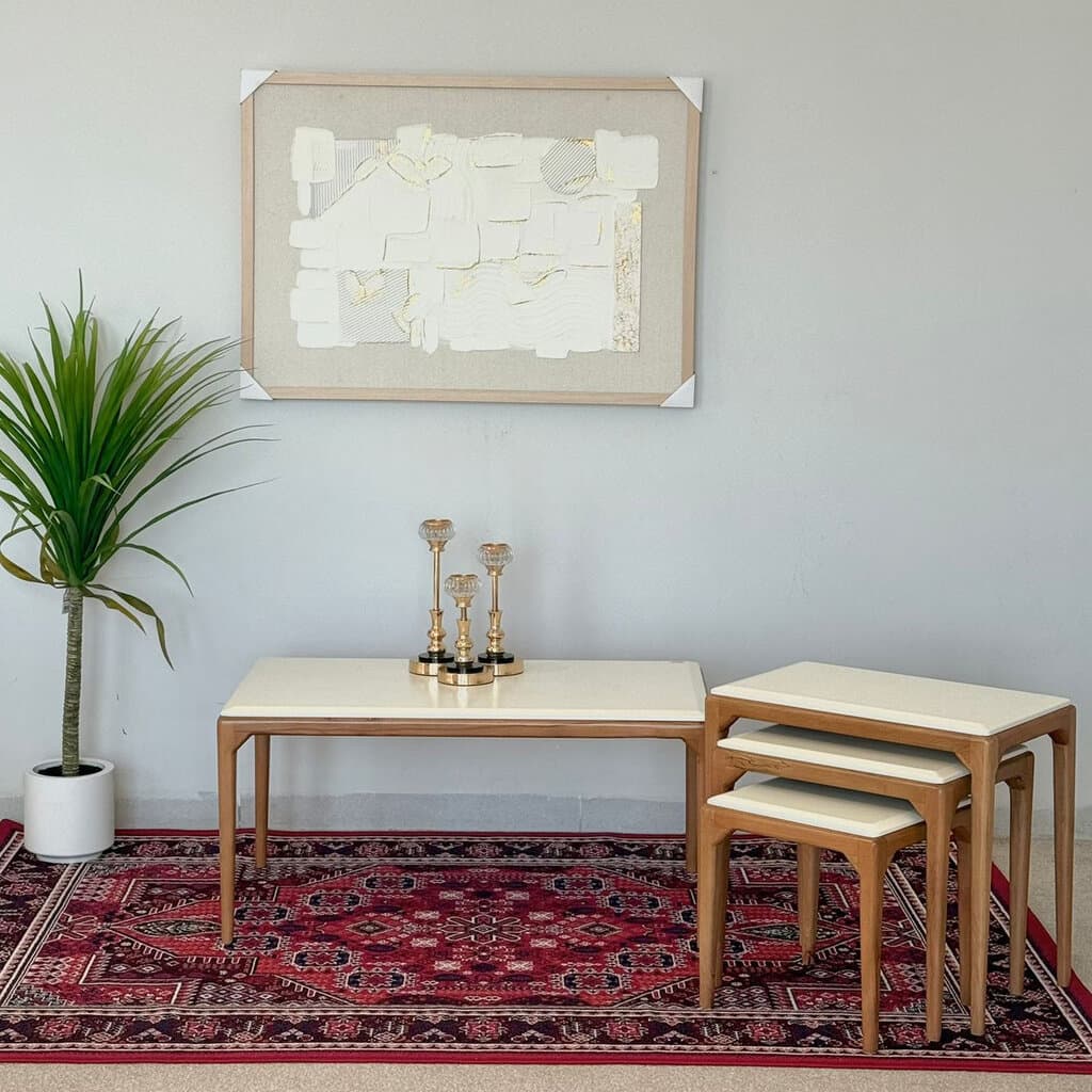 Luca - Modern Durable Table Set - Beige & Grey 2