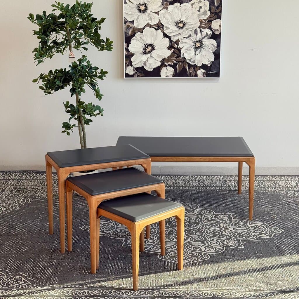 Luca - Modern Durable Table Set - Beige & Grey 3