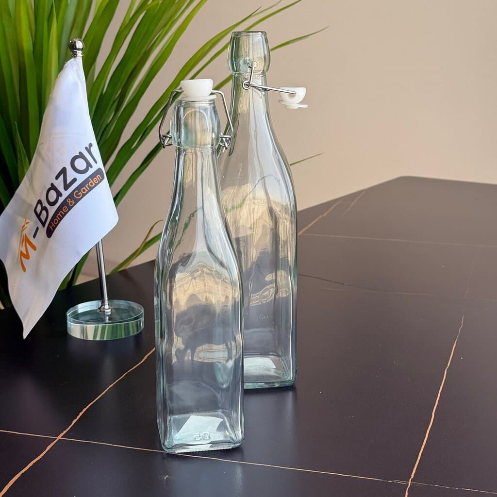 Classic Clear Glass Bottle with Swing Top Lid 5